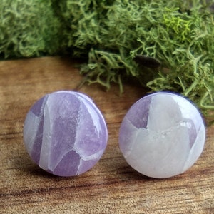 Polymer Clay Earrings- circle studs, Violet Dreams