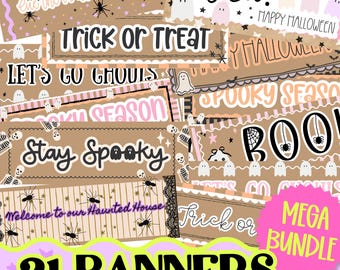 Halloweenbannerpakket | Printbare Halloweenbanners | Halloweenfeestdecoraties | Halloweenversiering | Digitale download van Walgreens-banners