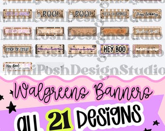 Halloween Banner Bundle | Printable Halloween Banners | Halloween Party Decorations | Halloween Decor | Walgreens Banner Digital Download