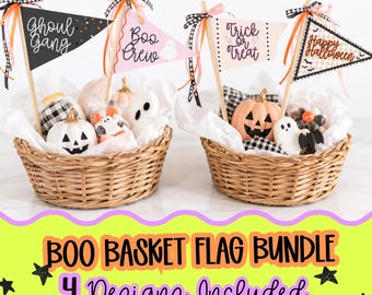 Halloween vlaggetjes | Printbare Halloween | Halloween feestdecoraties | Boo Basket | Digitale Halloween download | PNG | Roze | Spooky