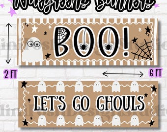 Halloween bannerpakket, Walgreens 2x6 banner, Halloween feestdecoratie, Boo banner, printbare Halloween banner, downloaden, decoratie voor in de klas