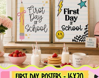 Bundel met posters voor de eerste schooldag, 16x20 inch bord 'Terug naar school', printbare poster van Walgreens, foto van de eerste schooldag, 2 PNG-bestanden | klasdecoratie | leraar