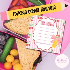 Editable Lunchbox Notes Bundle | Personalized Name Back to School Lunch Notes (Canva Template) | Back to School Digital Download | Printable