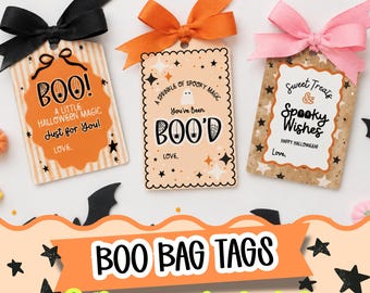 Printbare Halloween Boo-taslabels, Halloween-traktatietaslabels, Boo-mandlabels, traktatielabels voor in de klas, Halloween-labels voor kinderen, set van 3, Halloween-cadeau