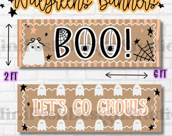 Halloween bannerpakket, Walgreens 2x6 banner, Halloween feestdecoratie, Boo banner, printbare Halloween banner, downloaden, decoratie voor in de klas