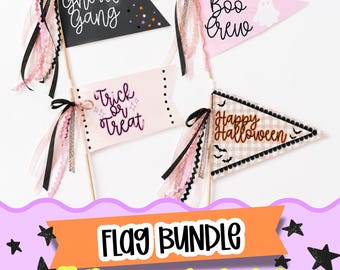 Halloween vlaggetjes | Printbare Halloween | Halloween feestdecoraties | Boo Basket | Digitale Halloween download | PNG | Roze | Spooky