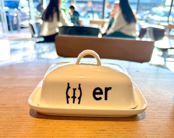 Butt er Dish | Funny Ceramic Butter Dish | Cheeky Kitchen Gift | Personalised | Dark Humour