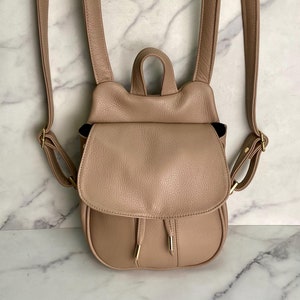 beige leather backpack, unique leather backpack, premium leather backpack, women brown leather backpack