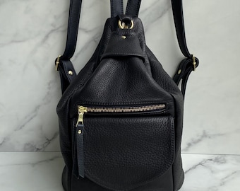 Black Leather Backpack - Sleek Everyday Carry Men main image 3