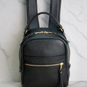 Black and Gold Leather Backpack Etsy Canada