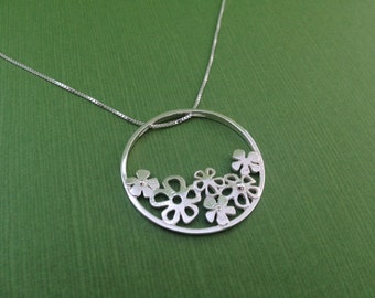 Summer Blossom  Silver pendent with chain