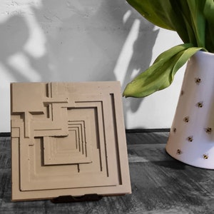 Small Brutalist Concrete Ennis House tile X4 by architecture Frank Lloyd Wright art deco mid century modern gift
