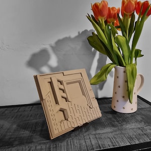 Brutalist Concrete Freeman House large tile by architecture Frank Lloyd Wright art deco mid century modern gift