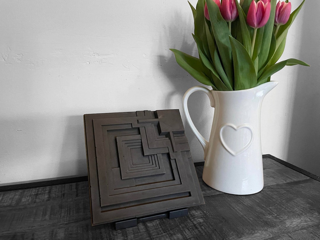 Brutalist Large Concrete Ennis House Tile by Architecture Frank Lloyd