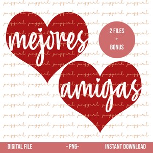 Mejores amigas spanish digital file, Bestie Png File, Bes Friend sublimation design