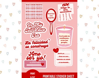 Amor Propio, Hoja de pegatinas latinas, refranes españoles, Amor propio stickers, pegatinas en español, sticker de amor propio, autoestima