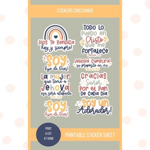 Stickers Cristianos, Hoja de pegatinas PNG, pegatinas latinas, refranes españoles, religioso, Stickers en español