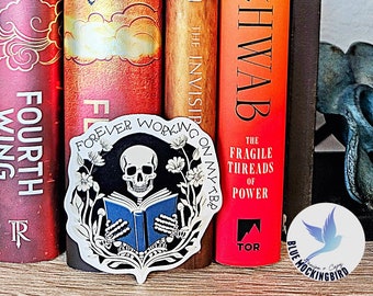 Forever Working On My TBR Sticker, Reading Skeleton Sticker, Book Lover Sticker, Book Lover Gift, Reader Sticker, Bookish Kindle Sticker