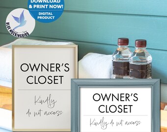 Airbnb Owner's Closet Sign, Printable Do Not Open Sign - Vacation Rental Storage, Supply, Privacy