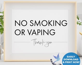 No Smoking or Vaping Sign, Airbnb No Smoking Sign, Please No Smoking Sign, No Vaping, Printable Airbnb Sign, Office Sign, Restaurant Sign