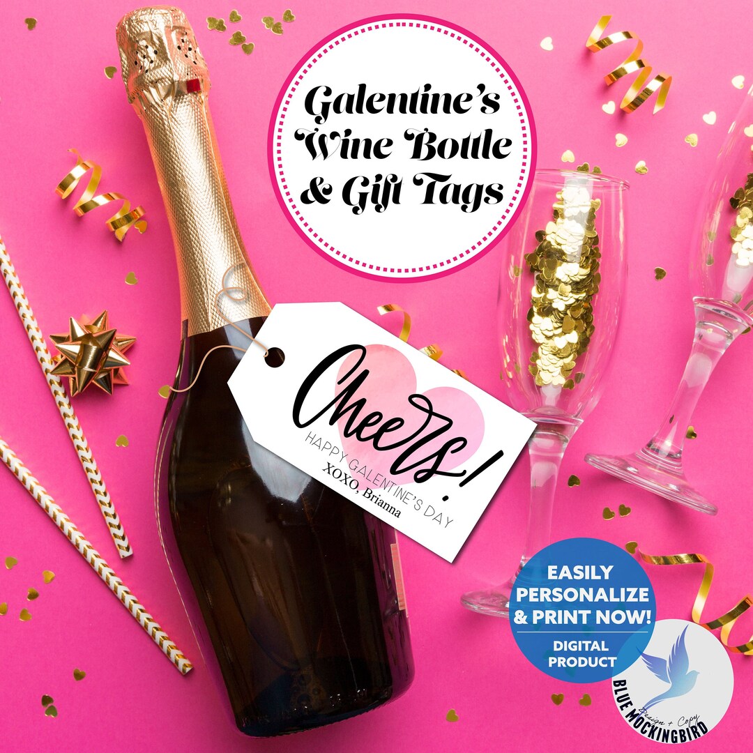 Printable Happy Galentine's Day Gift Tag, Galentine Wine Tag, Galentine ...
