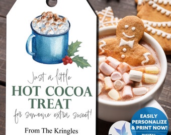 Printable Hot Cocoa Gift Tag, Holiday Teacher Gifts, Classroom Treat Tag (PDF)