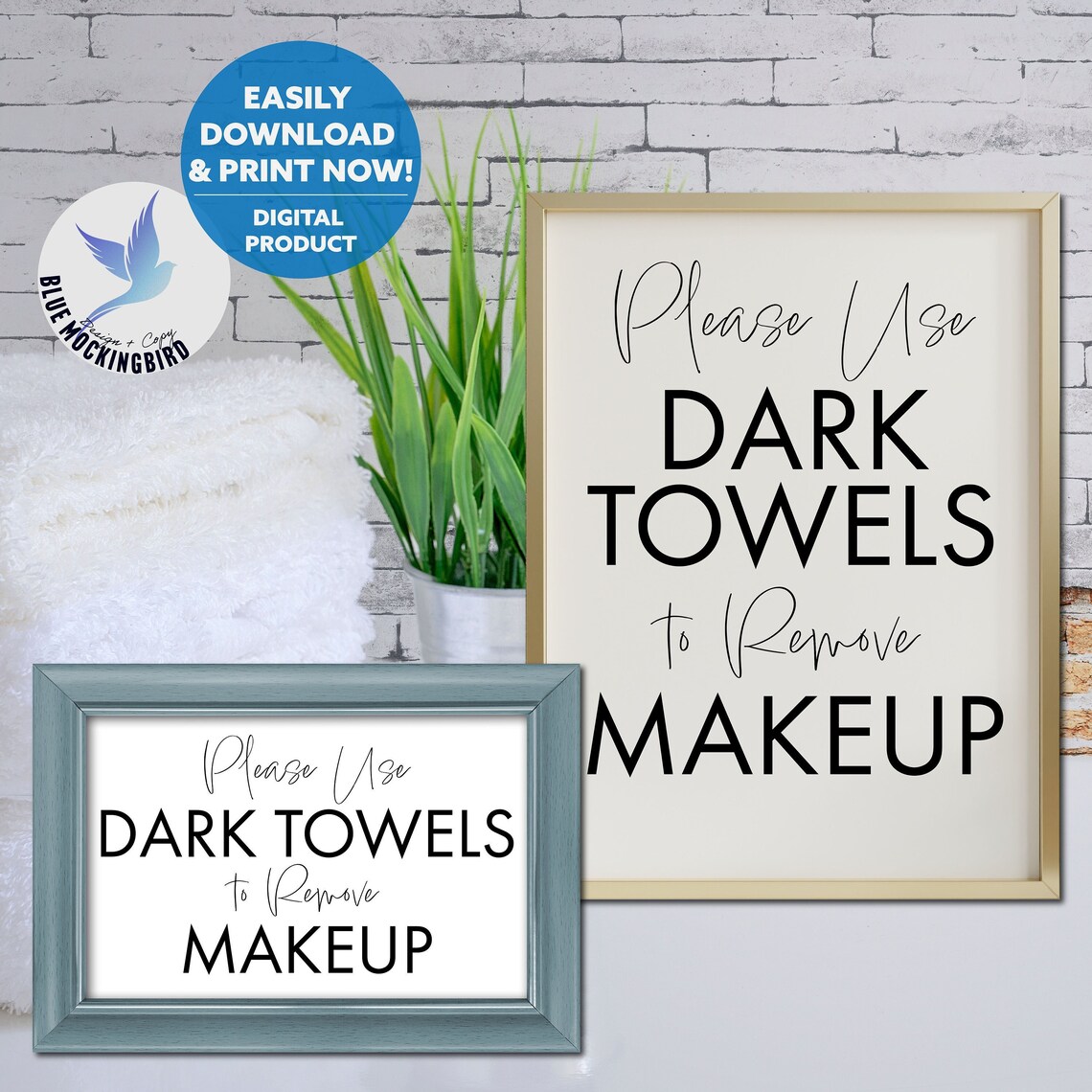 Use Dark Towels to Remove Makeup Sign, Airbnb Makeup Removal Sign, Printable Airbnb Sign, White