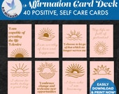 Printable Boho Affirmation Cards, Self Care and Kindness Card Deck, Motivational Mindset Cards, Positive PDF