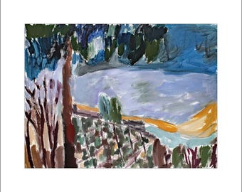 Framed landscape &#39;Sea In The City Of Vasto&#39; by Katia Demyanova. Oil on paper, 24 × 32 cm, small picture with Adriatic Coast, k-468