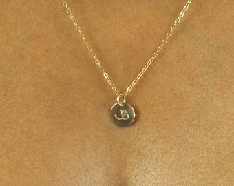 Gold Om Necklace, 14k Solid Gold Ohm Necklace, Spiritual Meditation Jewelry, Aum Yoga Necklace, Gold Om Symbol Necklace