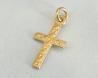 Gold Cross Charm, 14k Solid Gold Ornate Cross Pendant, Gold Charm, Gold Cross For Women, Detailed Gold Cross Charm