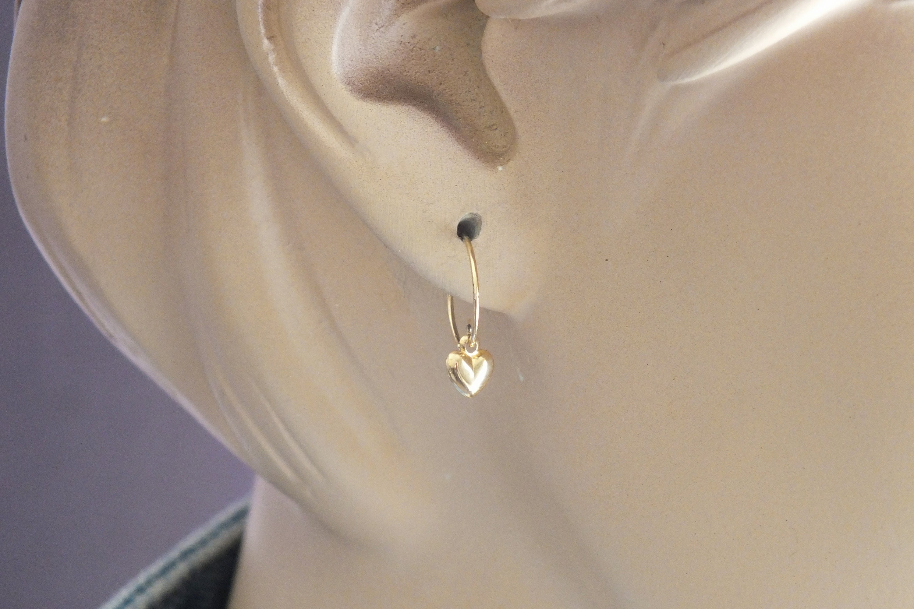 Heart Huggie Hoop Earrings, 14k Solid Gold Heart Hoop Earrings, Gold