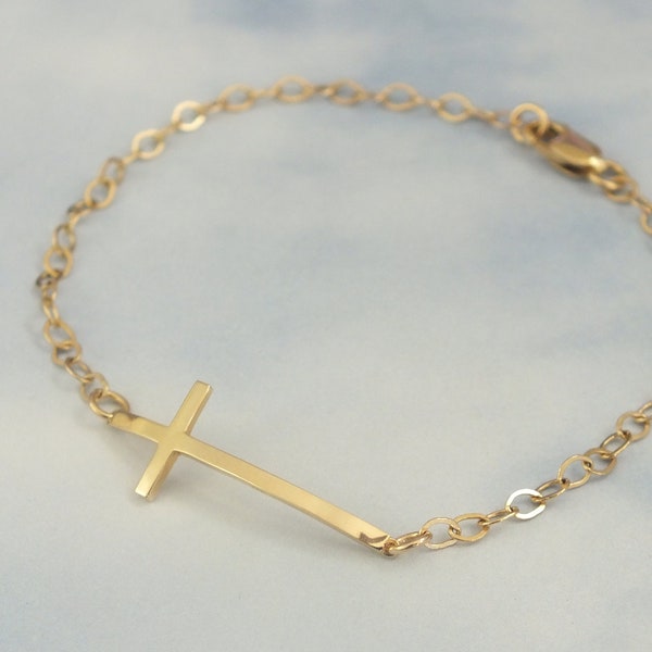Gold Cross Bracelet Etsy