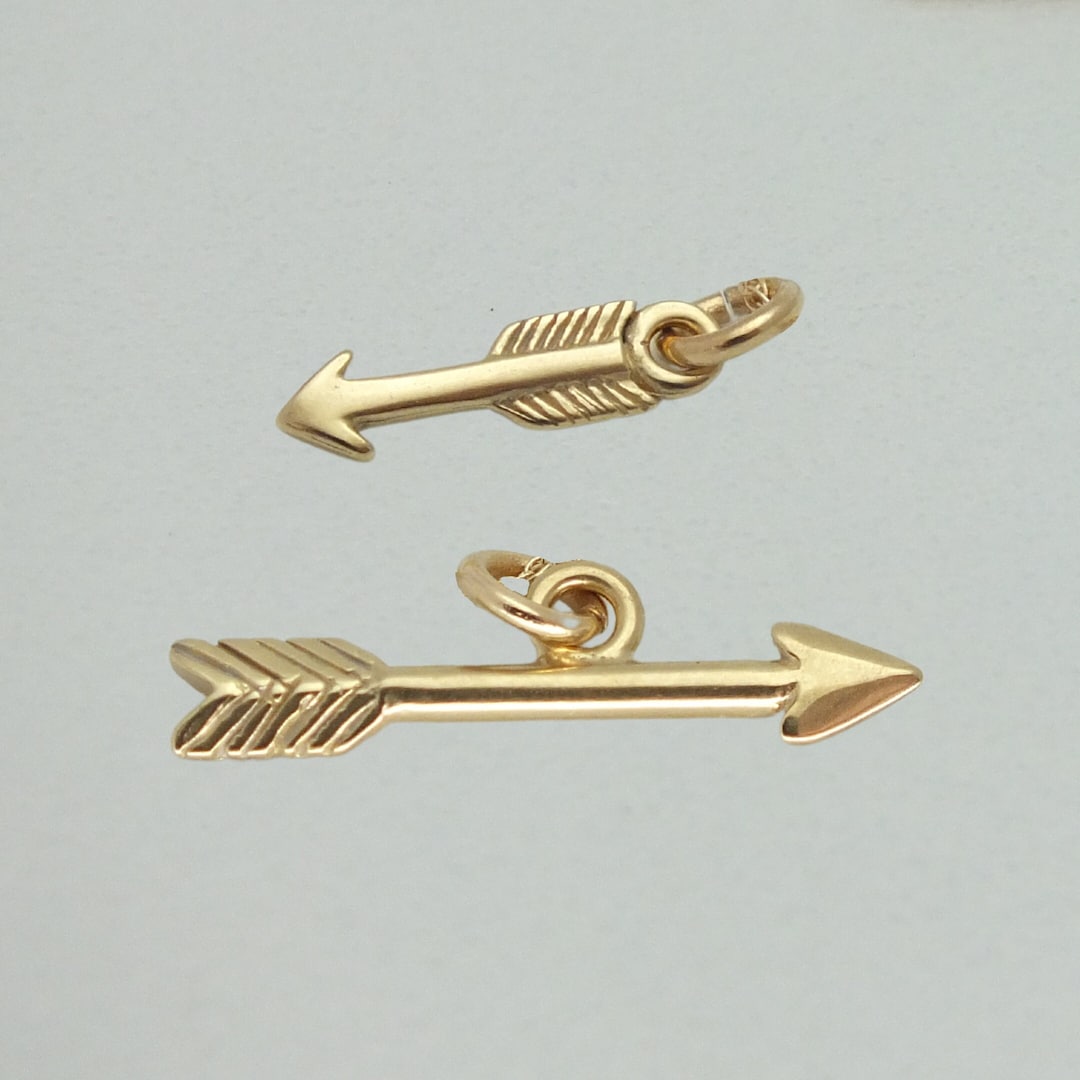 Buy Dainty Arrow Charm, 14k Solid Gold Arrow Pendant, Dainty Gold Arrow ...