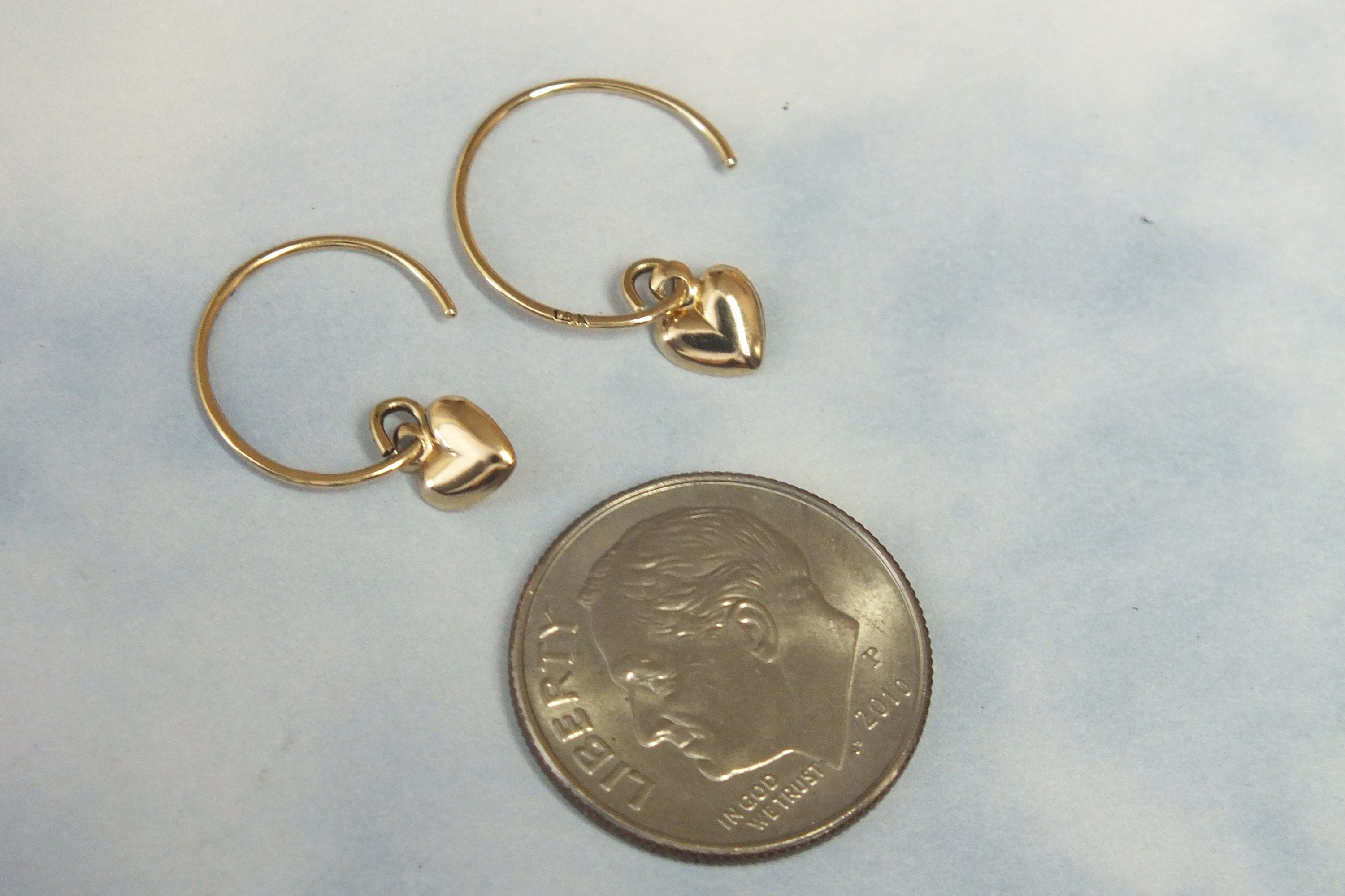 Heart Huggie Hoop Earrings, 14k Solid Gold Heart Hoop Earrings, Gold