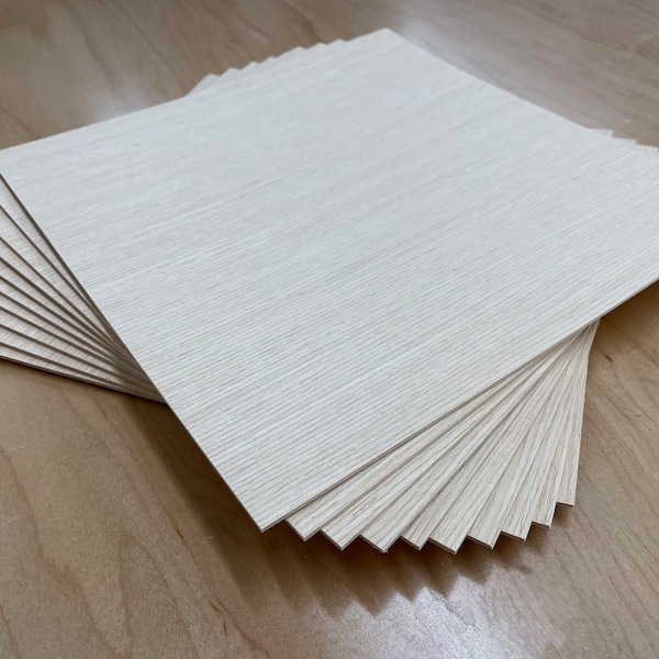 Ash Wood Veneer -  10" x 10". Great for small projects and crafts. 5/64" quarter cut plain unfinished.