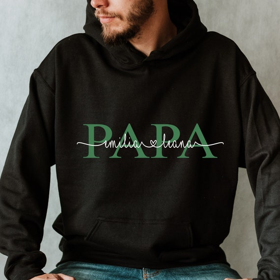 Personalisierter PAPA Hoodie DAD Sweater mit Kindernamen