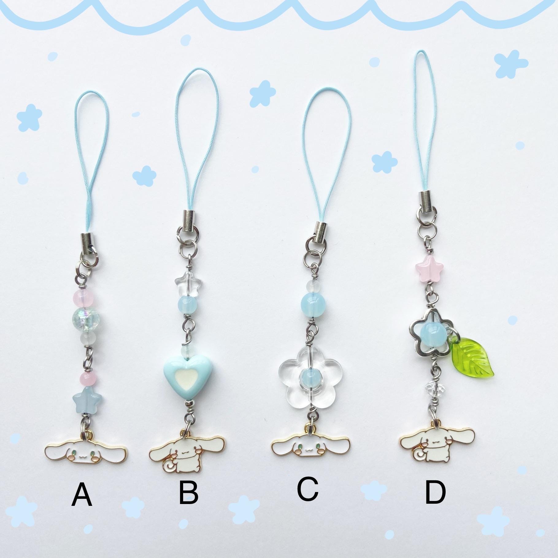 Beaded Cinnamoroll Phone Strap / Cute Phone Charm / Kawaii Sanrio Keychain