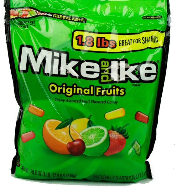 Mike and Ike Original Fruit Chewy Candy BULK 1.8 Lbs Resealable Bag FREE SHIPPING