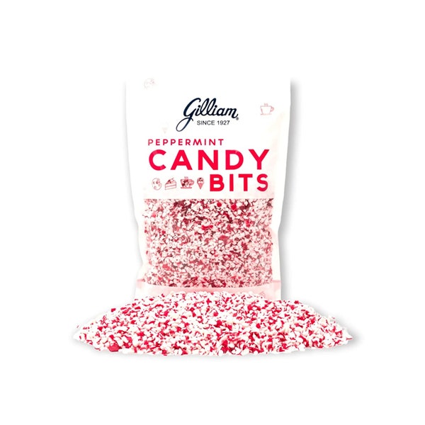 Gilliam Peppermint Candy Bits 10 Oz Bag Fine Crushed Dessert Topping Decorating, Gluten and Fat Free