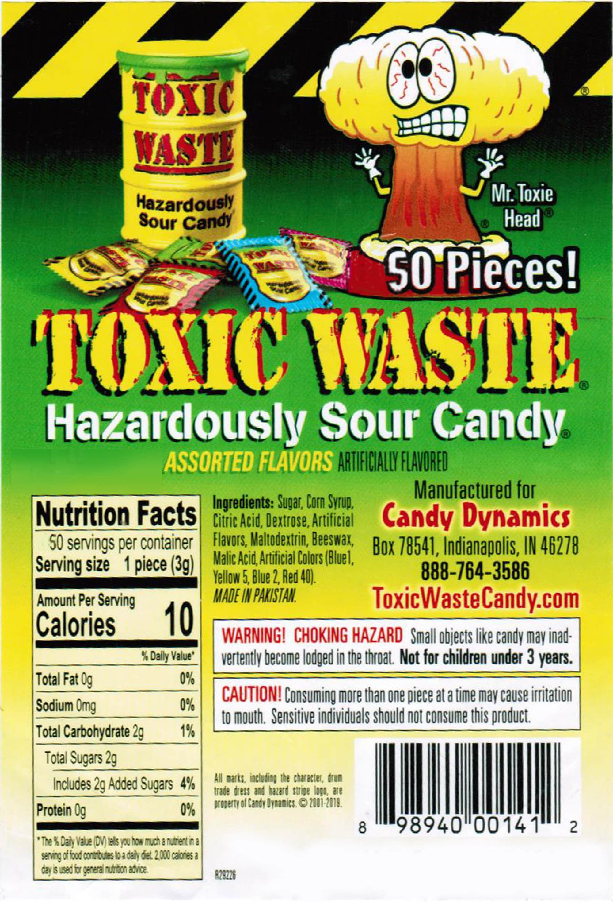 TOXIC WASTE  3-Pack Toxic Waste Original Yellow Drums of Assorted Sour  Candy - 5 Flavors