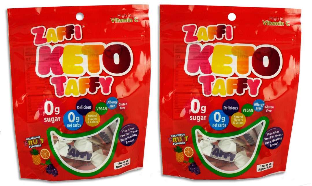 2 Pack Zaffi Keto Taffy Resealable Bag 1.6 Oz Ea Clean Teeth & Snack FREE SHIP Etsy