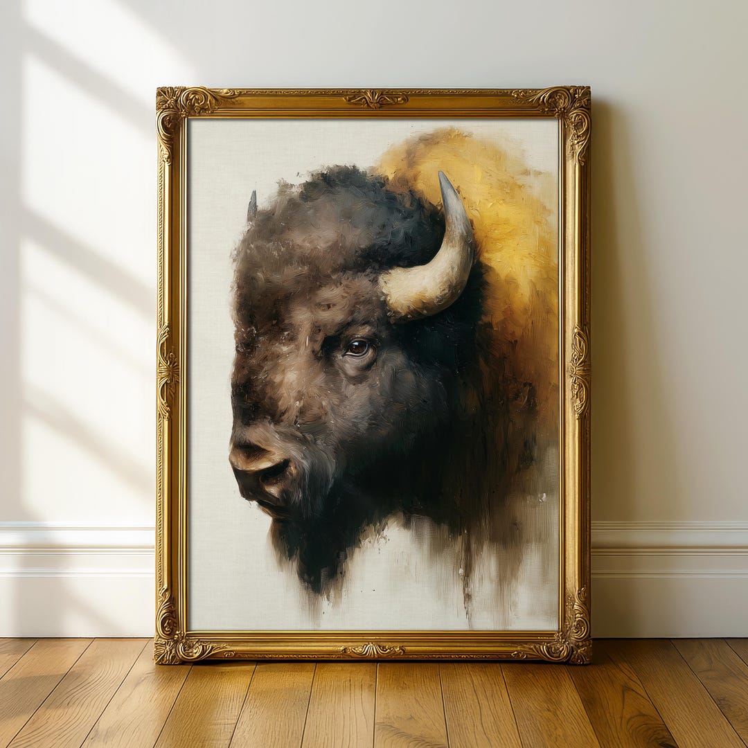 Printable Abstract Bison Painting, Rustic Wildlife Wall Art, Farmhouse ...