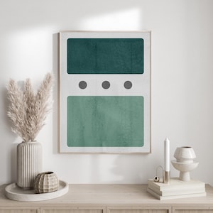 Emerald Green Printable Wall Art, Digital Abstract Watercolor Painting, Minimalist Art Print Download, Dark Green Art Print