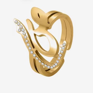 Personalized ARABIC Calligraphy Letter RINGS, Custom Couple Ring, Diamond Stainless Steel Rings, Suitable for Women's EID Gifts