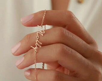 Personalized ENGLISH NAME Letters BRACELET, Customizable Word and Link Chain Delicate Gold Wrist Bracelet Jewelry for Women