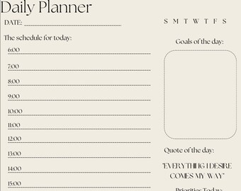 Minimalistic Daily Planner 7x