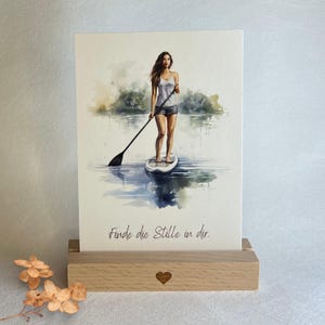 Karte "Stille" - Junge Frau auf SUP | Einzelkarte Teens | Postkarte DIN A6 | Mutmachkarte |  Glaubenssätze | Affirmation | Geschenk
