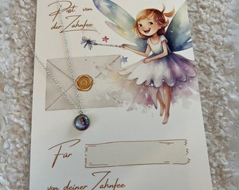 tooth fairy | Gift for the first teeth falling out | milk teeth | Card DIN A5 | Jewelry | Necklace with tooth fairy| lucky charm | Children