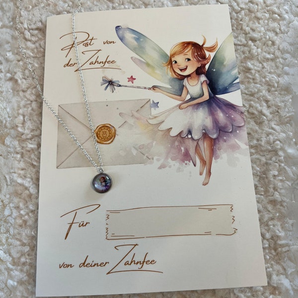 tooth fairy | Gift for the first teeth falling out | milk teeth | Card DIN A5 | Jewelry | Necklace with tooth fairy| lucky charm | Children